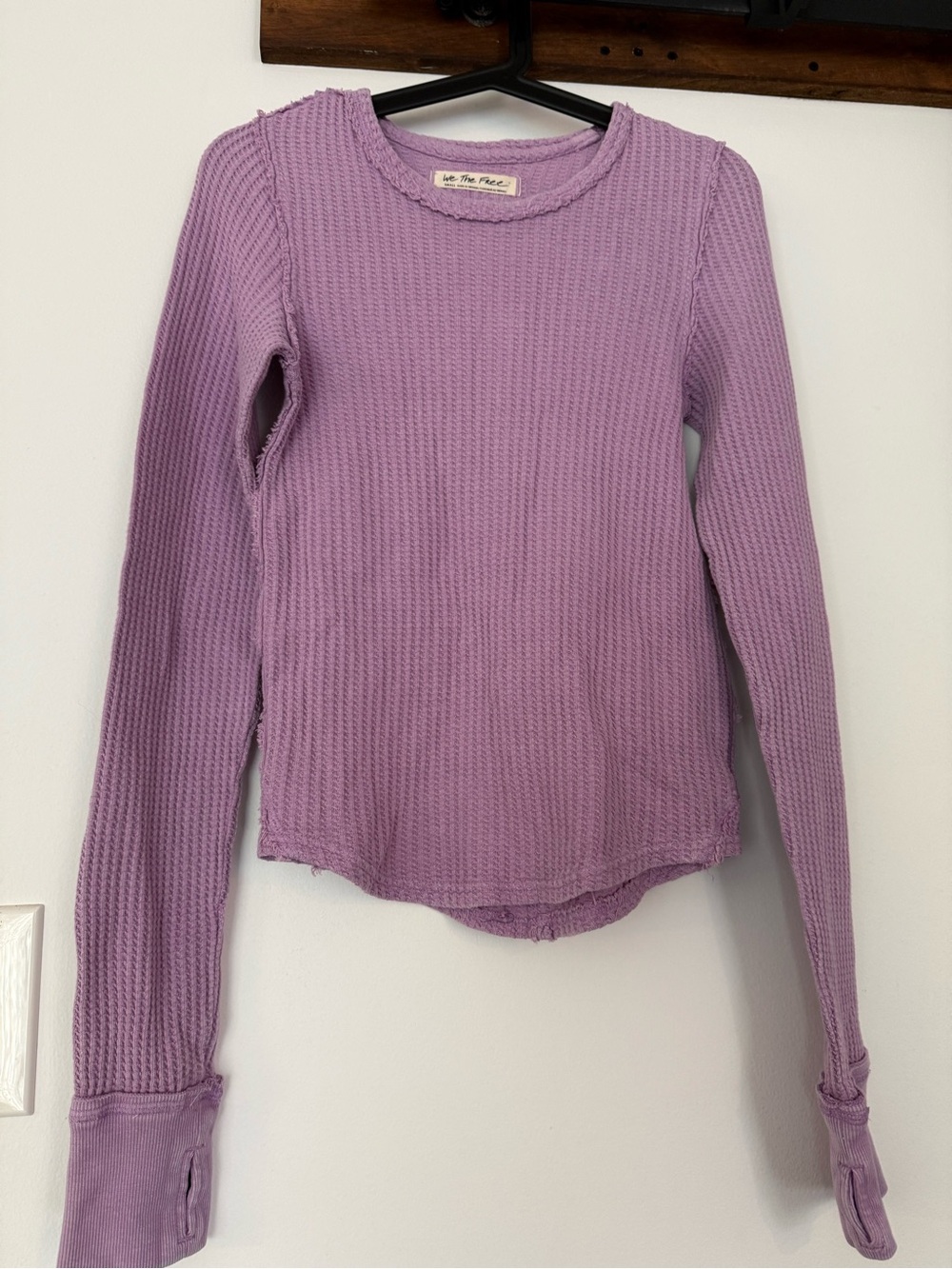 Free People Kids Lilac Waffle Thermal Long Sleeve Top
